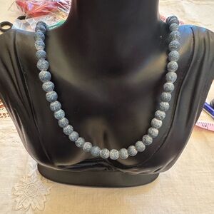 Italian Blue Lava Rock Beaded Necklace